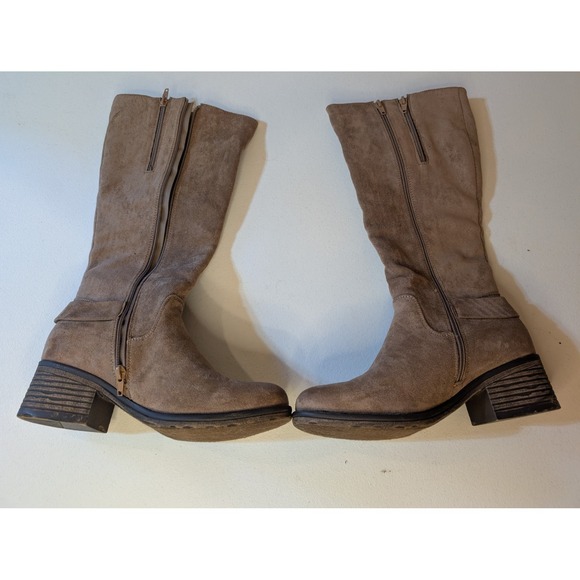 PIERRE DUMAS Taupe Knee High Boots Size 8 – Buckle Detail, No Box - Picture 1 of 6